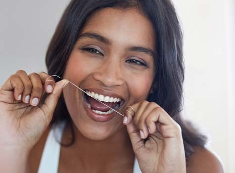 Smiling Women With Dental Floss